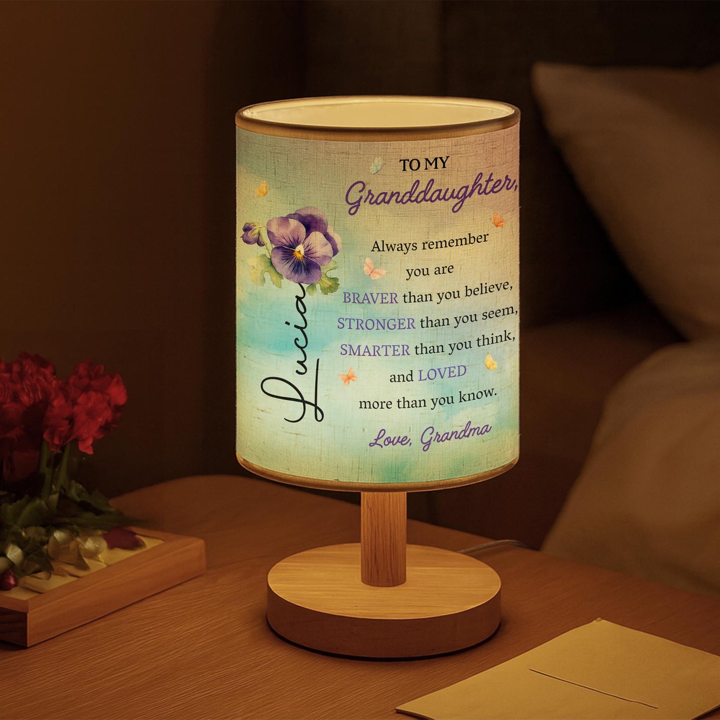Always Remember You Are Braver And Stronger, Flowers - Personalized Custom Fabric Lamp - GDT002_FLAMP