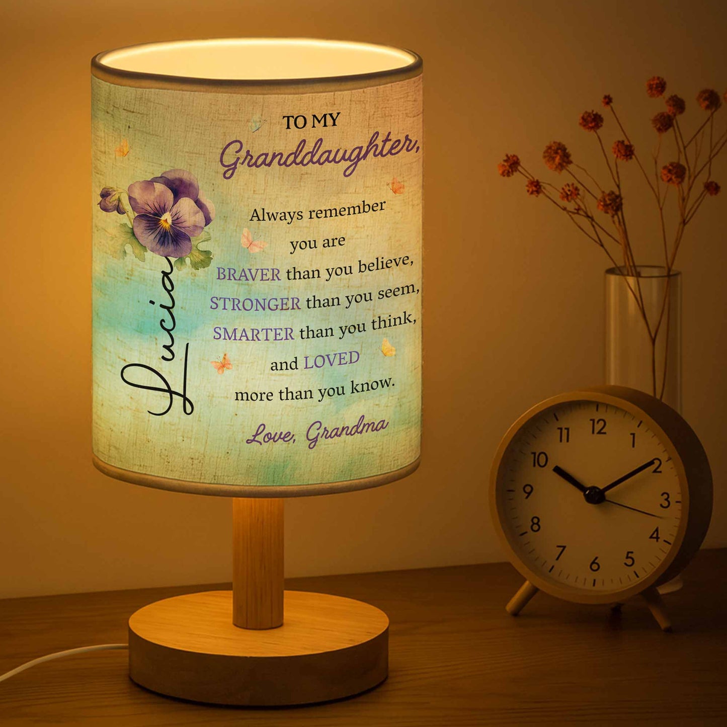 Always Remember You Are Braver And Stronger, Flowers - Personalized Custom Fabric Lamp - GDT002_FLAMP