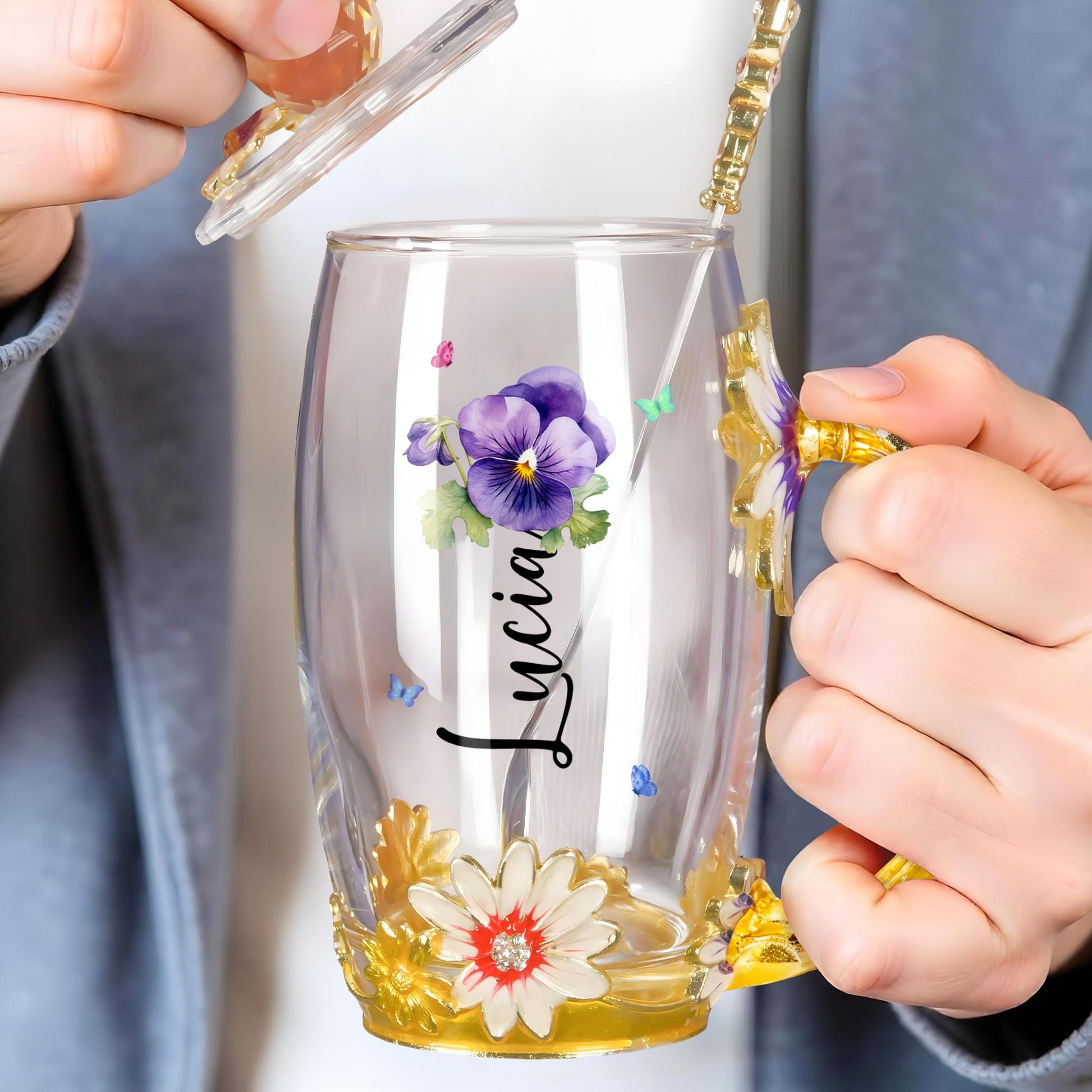 Add A Touch Of Elegance To Your Tea Time, Enamel Flowers and Butterflies