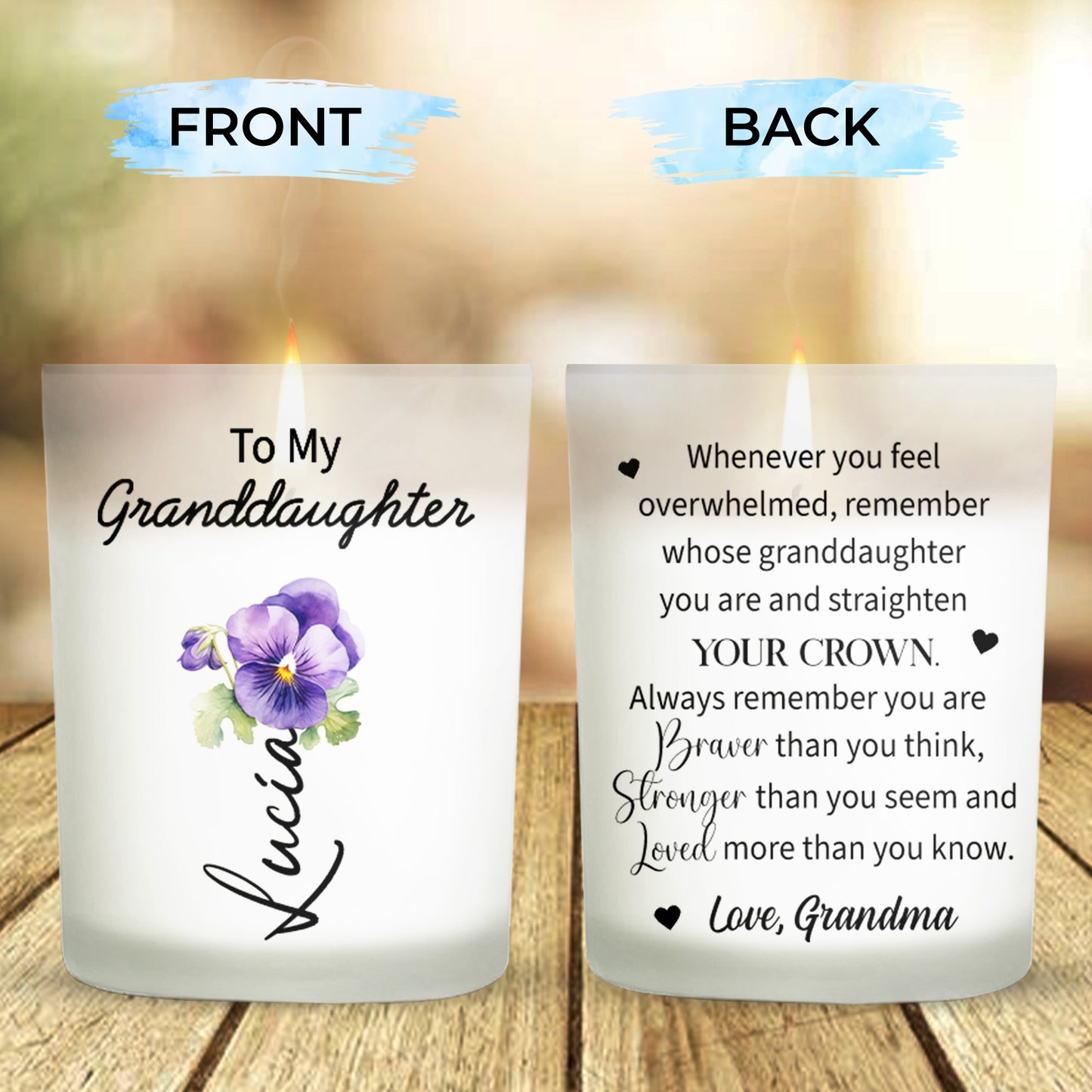 Braver And Stronger Granddaughter Love Message With Hearts And Flowers