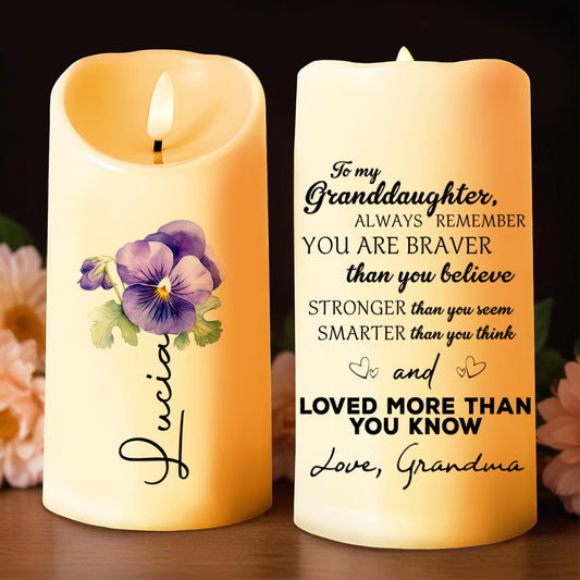 Always Remember You Are Loved More, Featuring Pansy Flower - Personalized Custom LED Candle - GDT007_LECA