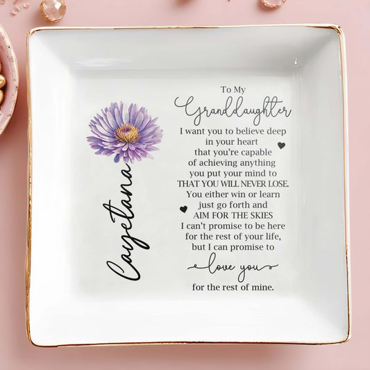 Believe In Achieving Anything Inspirational Quote For Granddaughter - Personalized Custom Jewelry Dish - GDT018_SCRD