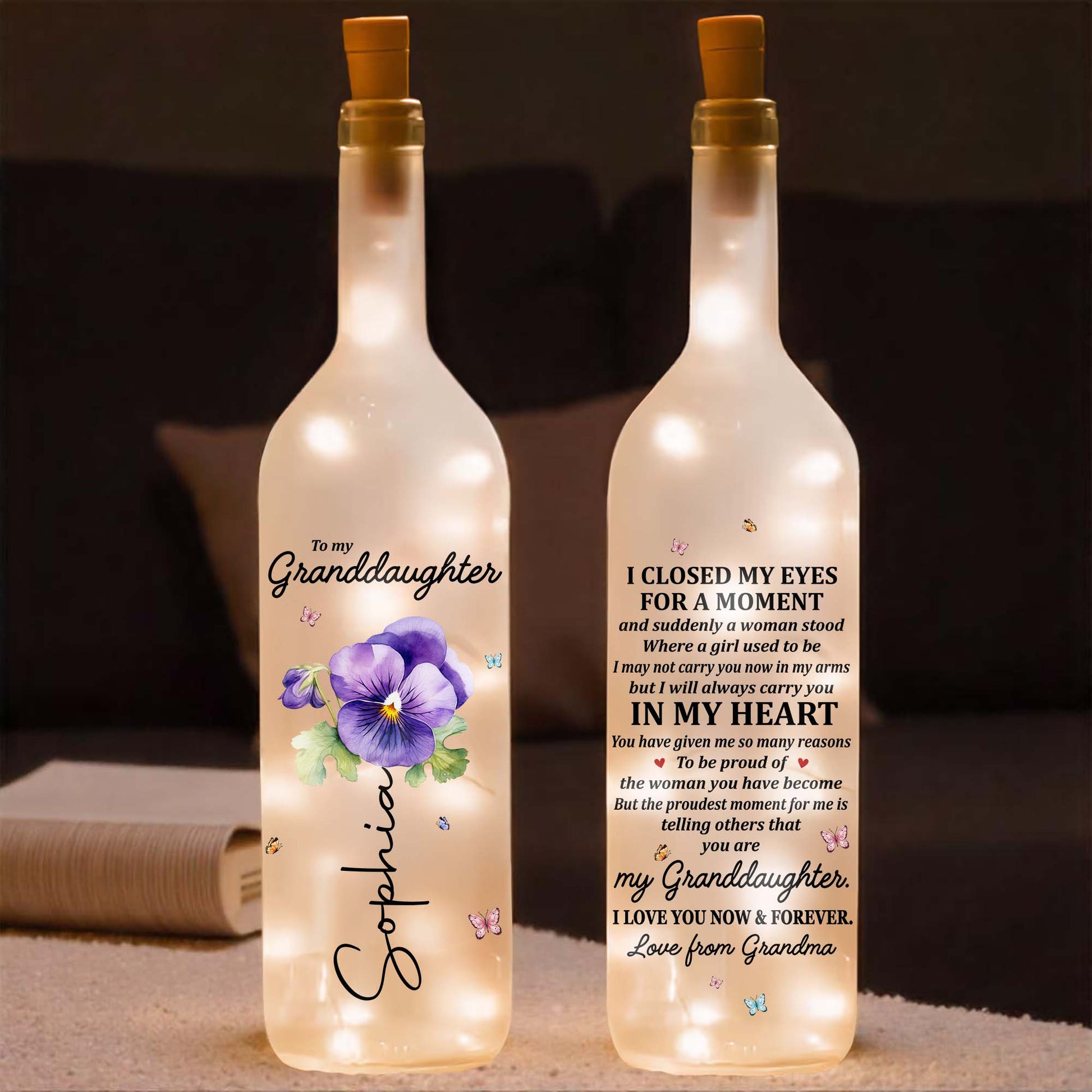 To My Granddaughter, Pansy Flowers, Forever Love