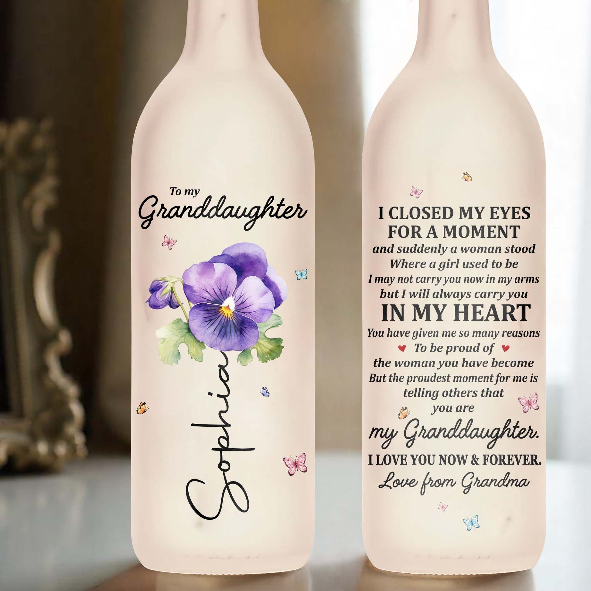 To My Granddaughter, Pansy Flowers, Forever Love