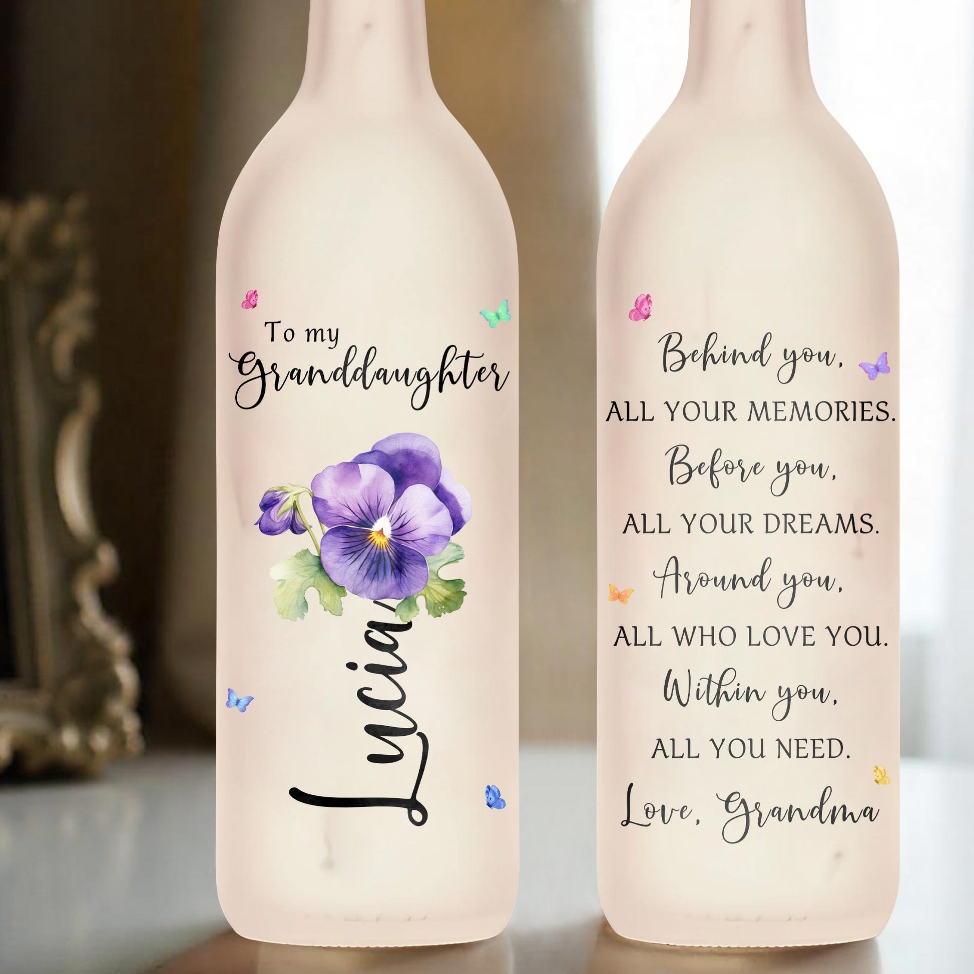 To My Granddaughter, Love And Support With Flowers And Butterflies