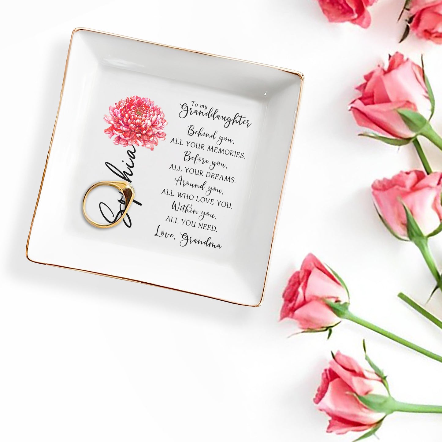 To My Granddaughter Love And Dreams Jewelry Dish