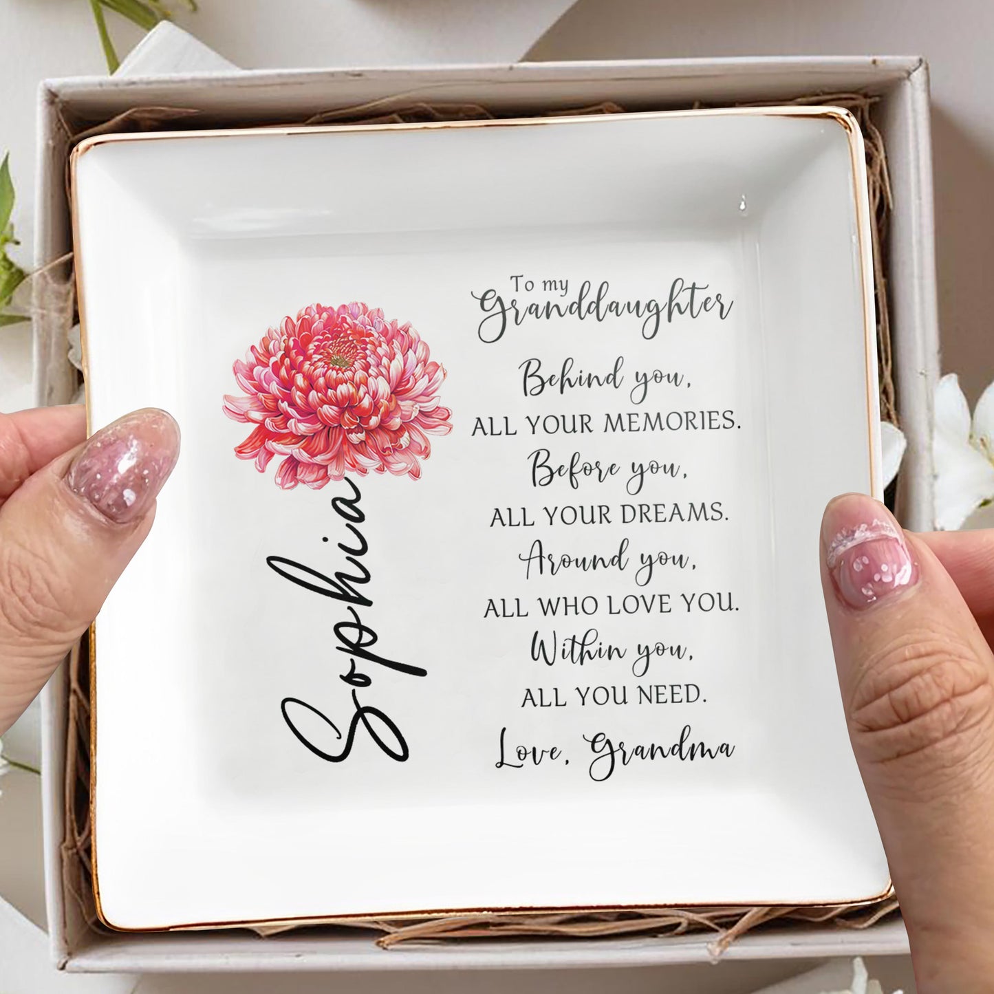 To My Granddaughter Love And Dreams Jewelry Dish