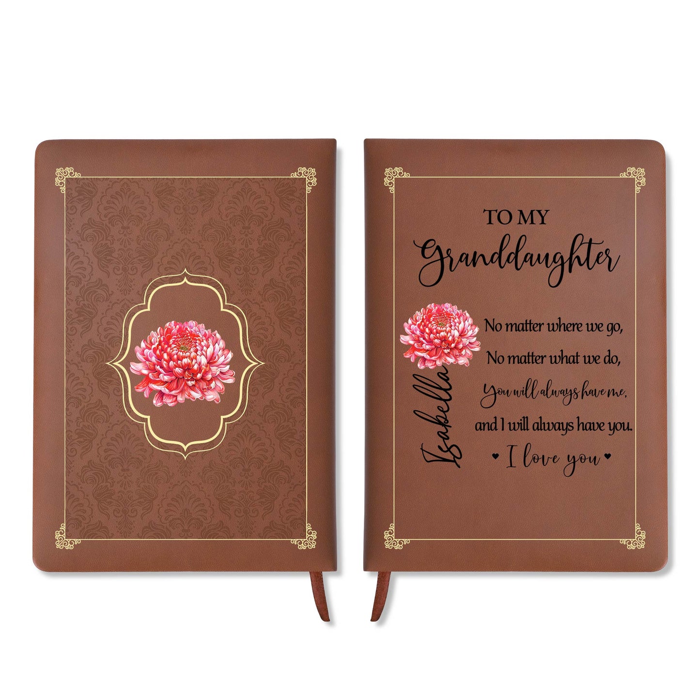 No Matter Where We Go, You Will Always Have Me - Personalized Custom Leather Journal - GDT026_JRNL