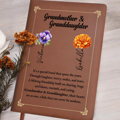 Special Bond Between Grandmother And Granddaughter - Personalized Custom Leather Journal - GDT027_JRNL