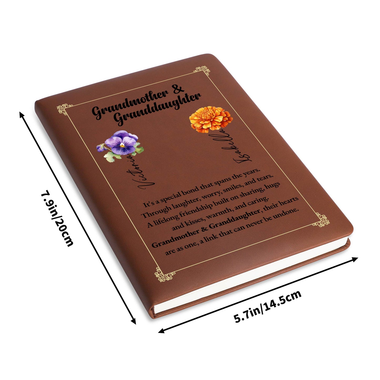 Special Bond Between Grandmother And Granddaughter - Personalized Custom Leather Journal - GDT027_JRNL