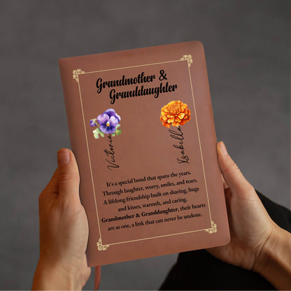 Special Bond Between Grandmother And Granddaughter - Personalized Custom Leather Journal - GDT027_JRNL