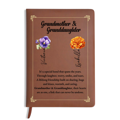 Special Bond Between Grandmother And Granddaughter - Personalized Custom Leather Journal - GDT027_JRNL