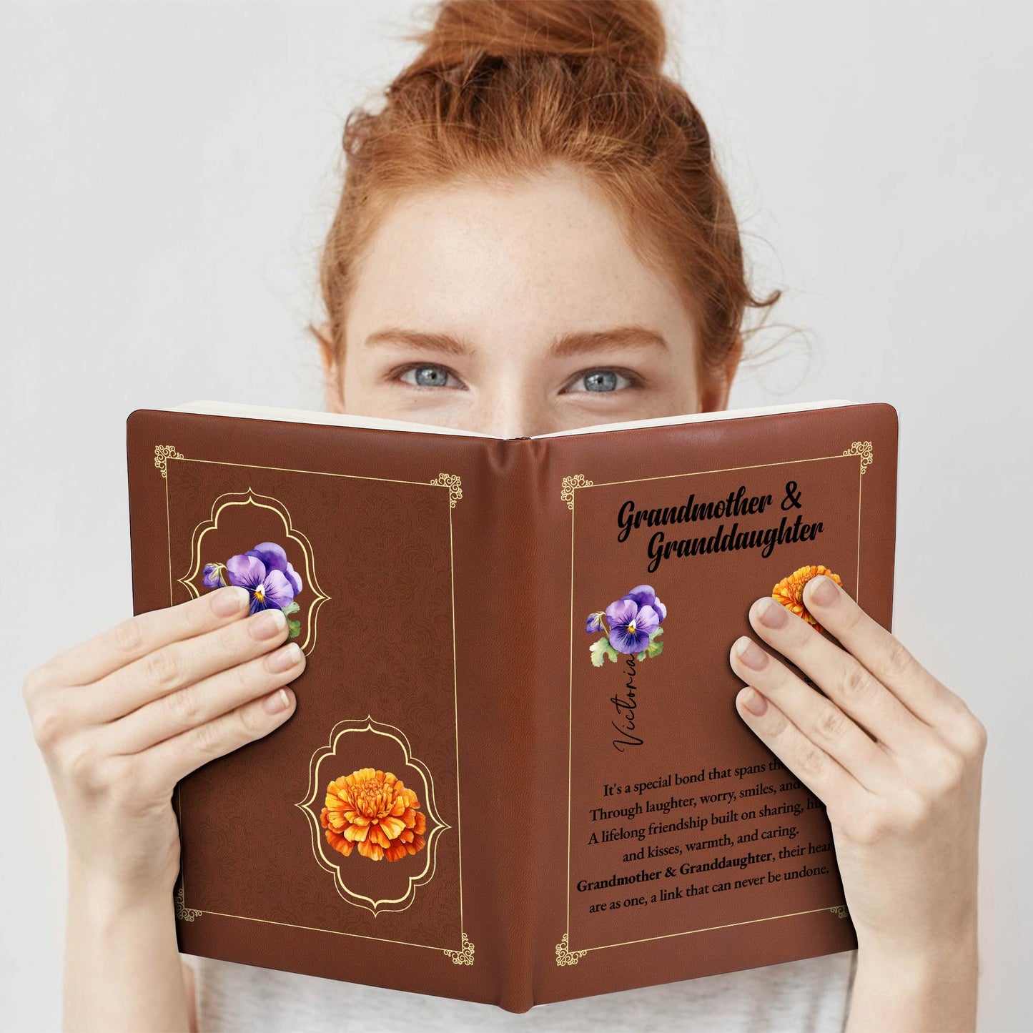 Special Bond Between Grandmother And Granddaughter - Personalized Custom Leather Journal - GDT027_JRNL