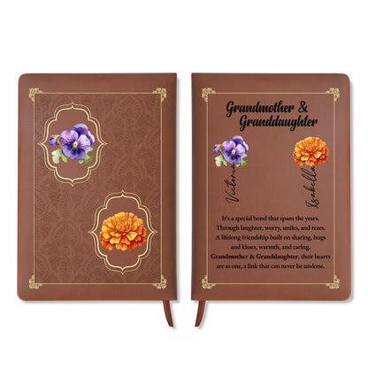 Special Bond Between Grandmother And Granddaughter - Personalized Custom Leather Journal - GDT027_JRNL