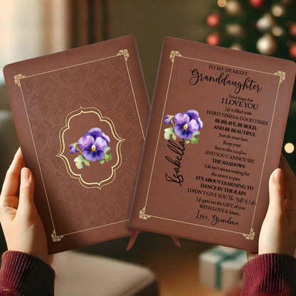 Never Forget You I Love You, Be Brave & Beautiful Floral Journal - Personalized Custom Leather Journal - GDT030_JRNL