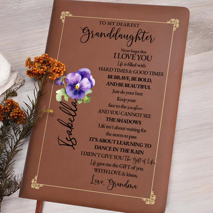 Never Forget You I Love You, Be Brave & Beautiful Floral Journal - Personalized Custom Leather Journal - GDT030_JRNL