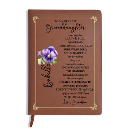Never Forget You I Love You, Be Brave & Beautiful Floral Journal - Personalized Custom Leather Journal - GDT030_JRNL