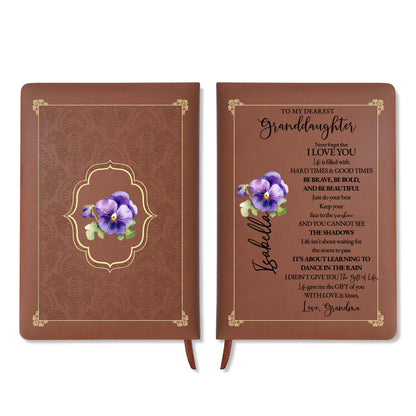 Never Forget You I Love You, Be Brave & Beautiful Floral Journal - Personalized Custom Leather Journal - GDT030_JRNL