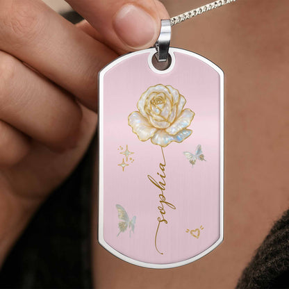 To My Beautiful Daughter, Rose and Butterfly Necklace