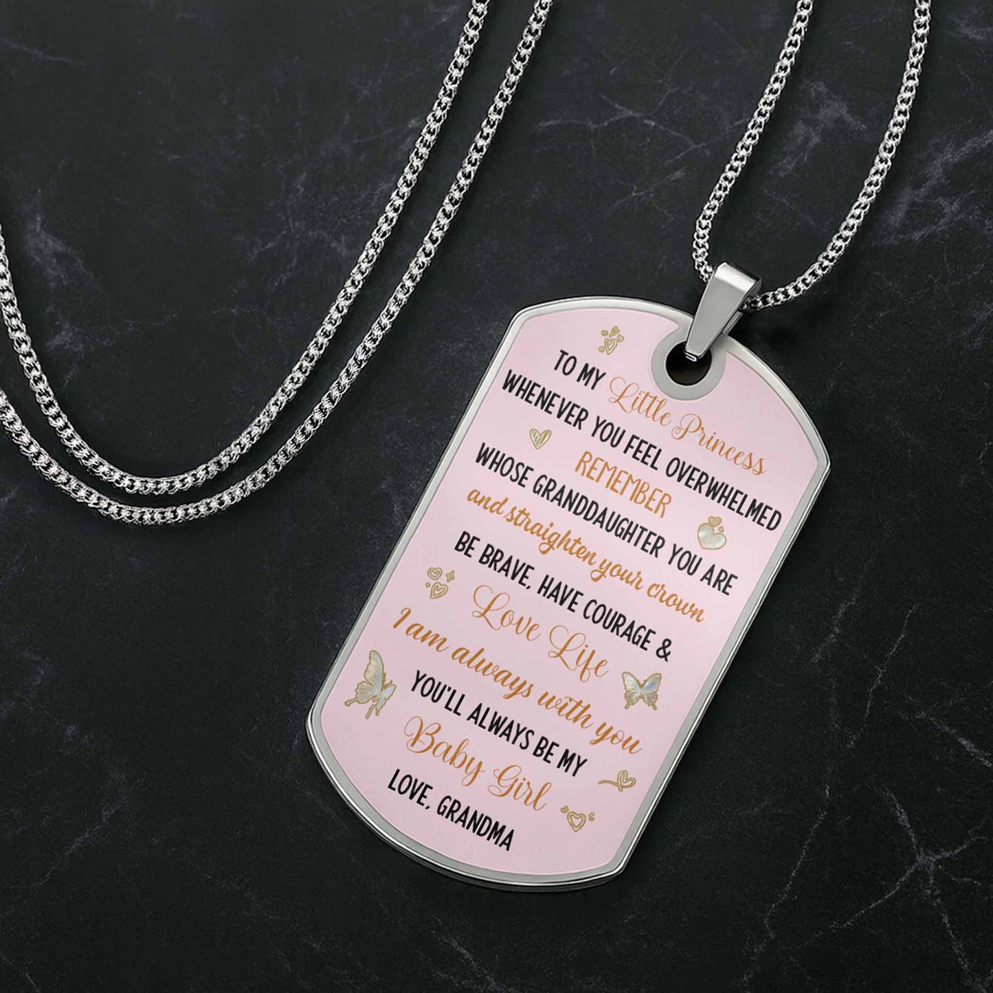 To My Beautiful Daughter, Rose and Butterfly Necklace