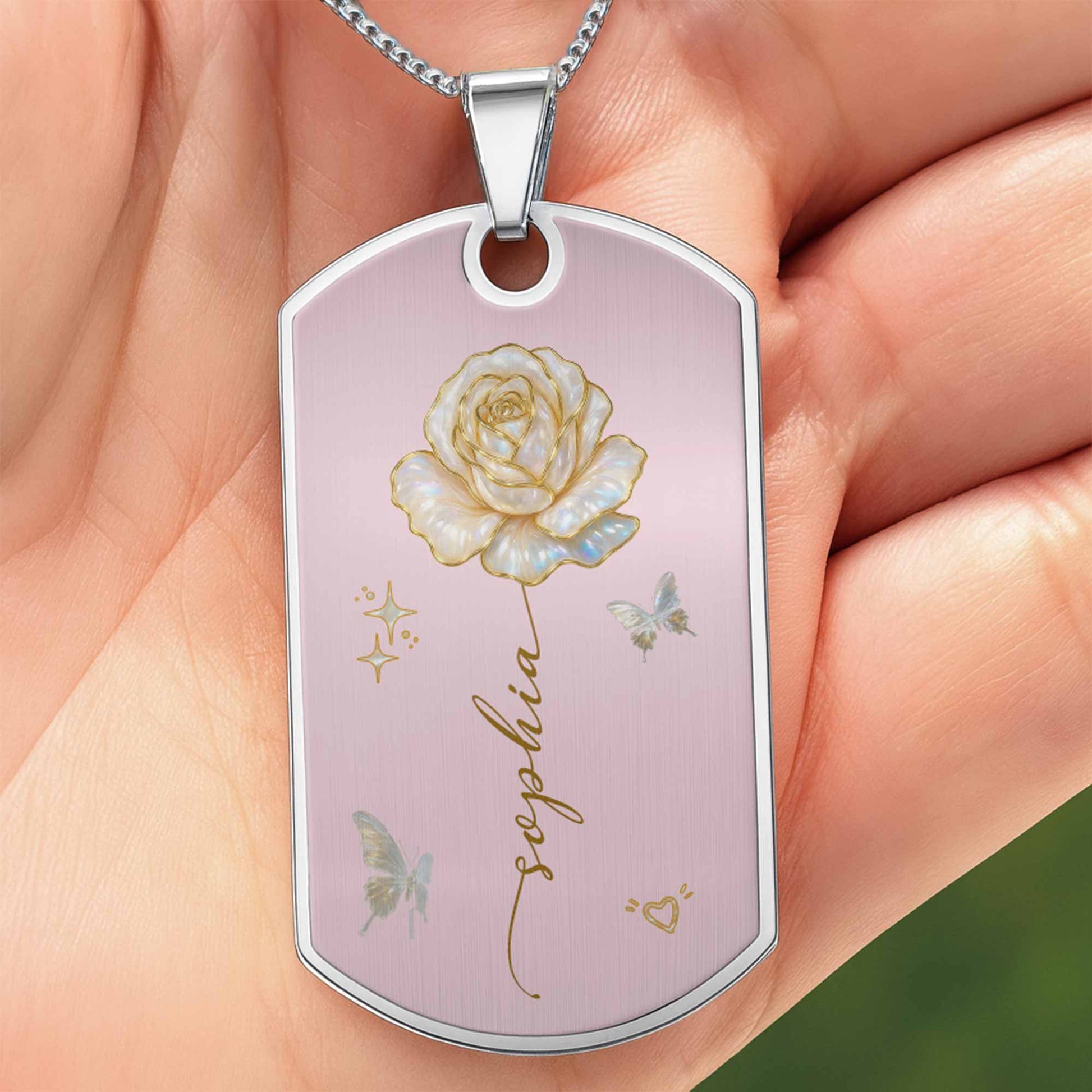 To My Beautiful Daughter, Rose and Butterfly Necklace