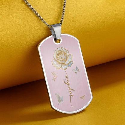 To My Beautiful Daughter, Rose and Butterfly Necklace