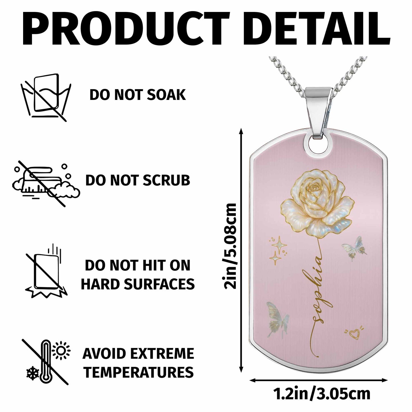 To My Beautiful Daughter, Rose and Butterfly Necklace