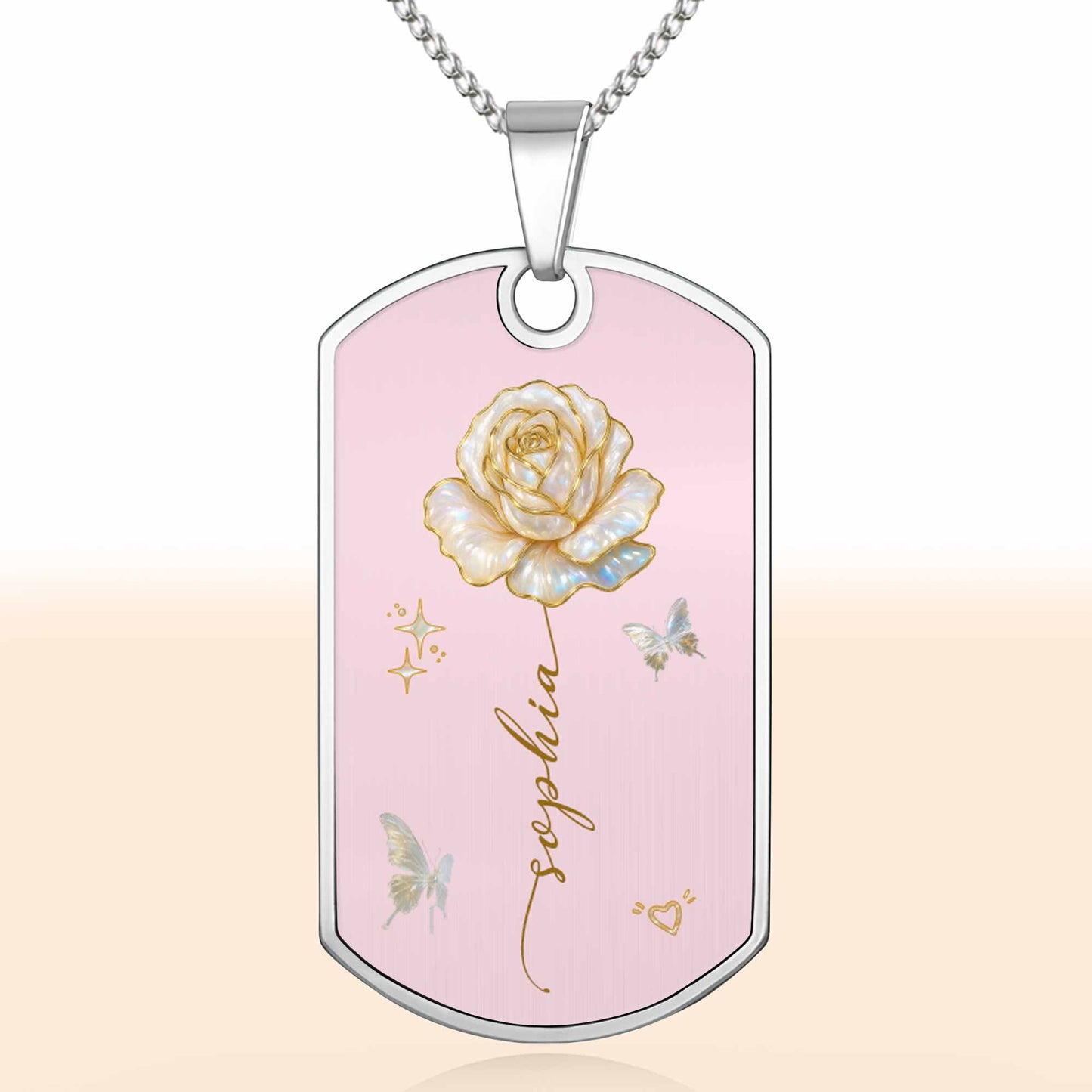 To My Beautiful Daughter, Rose and Butterfly Necklace