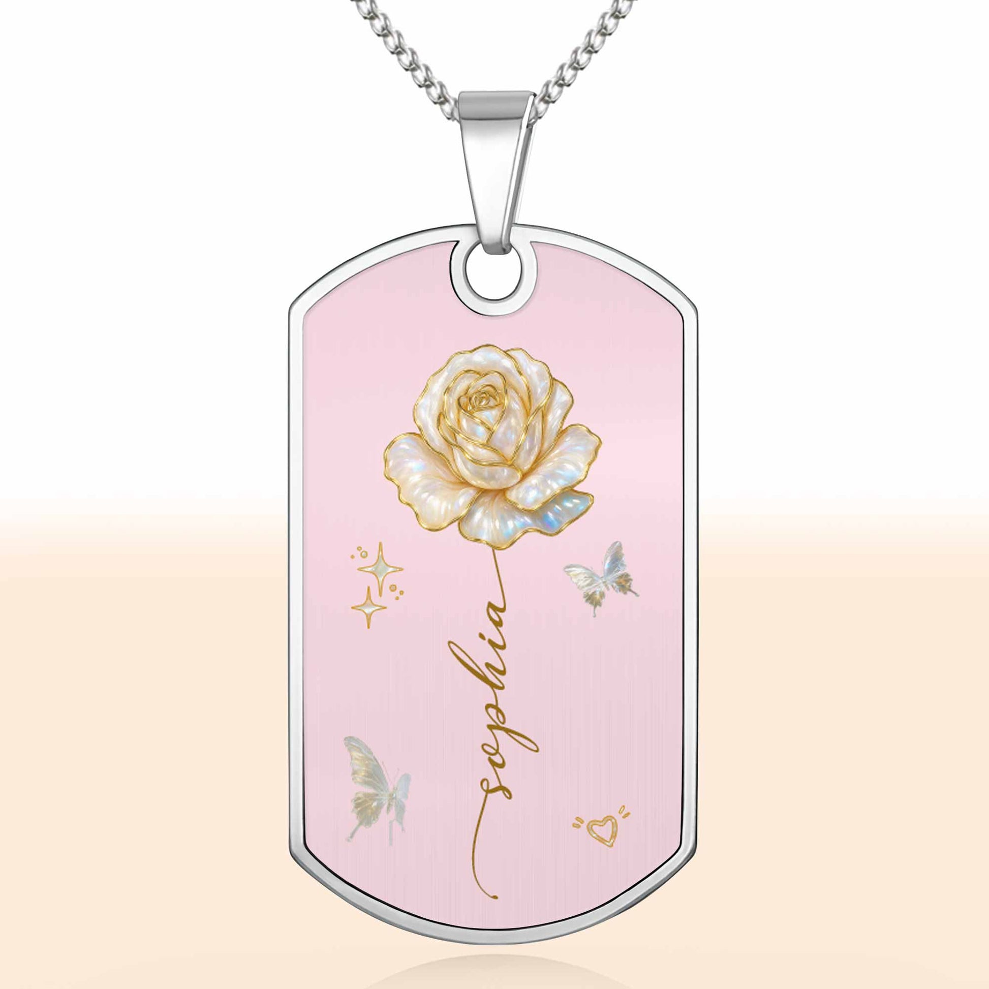To My Beautiful Daughter, Rose and Butterfly Necklace