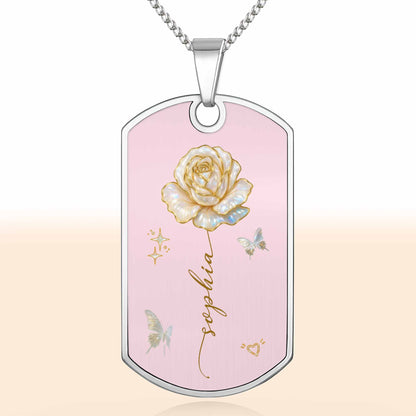 To My Beautiful Daughter, Rose and Butterfly Necklace
