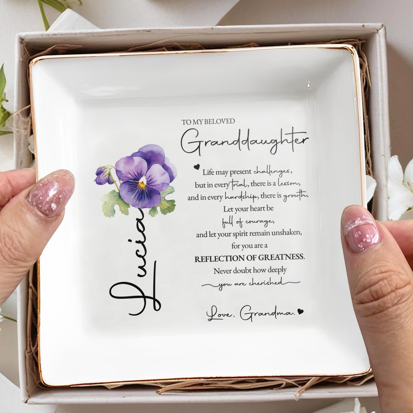 Reflection Of Greatness Pansy Flower Jewelry Dish