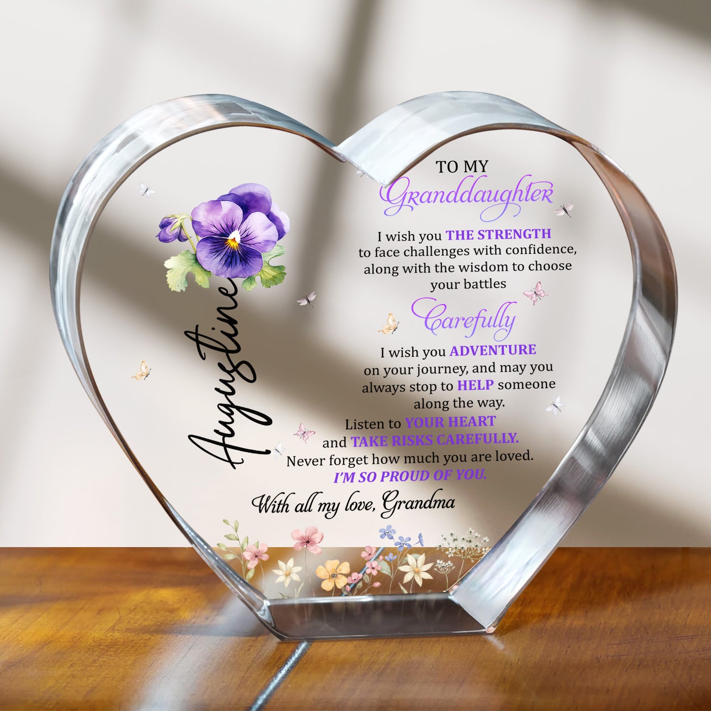 TO MY Granddaughter, I Wish You Strength, Adventure, Flowers and Butterflies