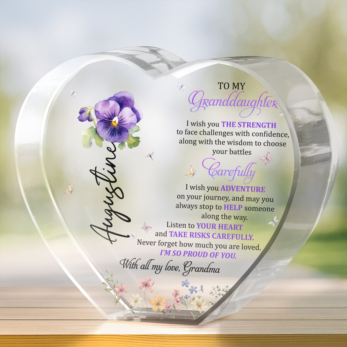 TO MY Granddaughter, I Wish You Strength, Adventure, Flowers and Butterflies