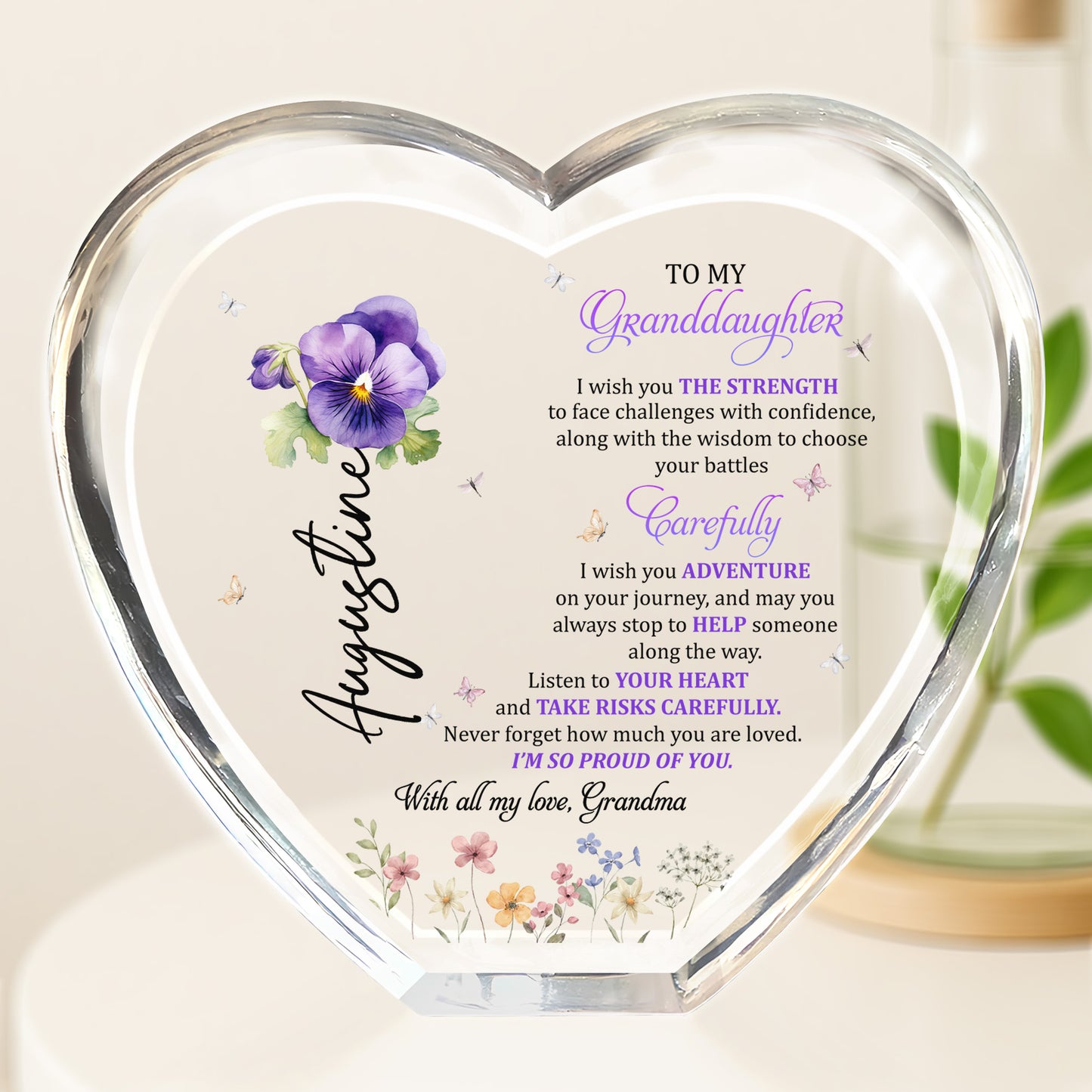 TO MY Granddaughter, I Wish You Strength, Adventure, Flowers and Butterflies