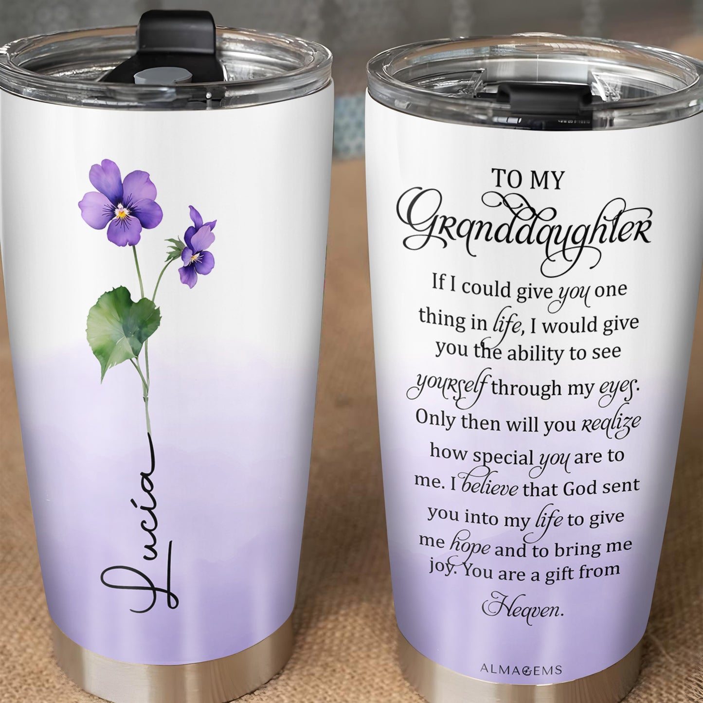 Blooming Memories Violet Flowers Tumbler - Personalized Custom Stainless Steel Tumbler 20oz 30oz - GDT061_TB