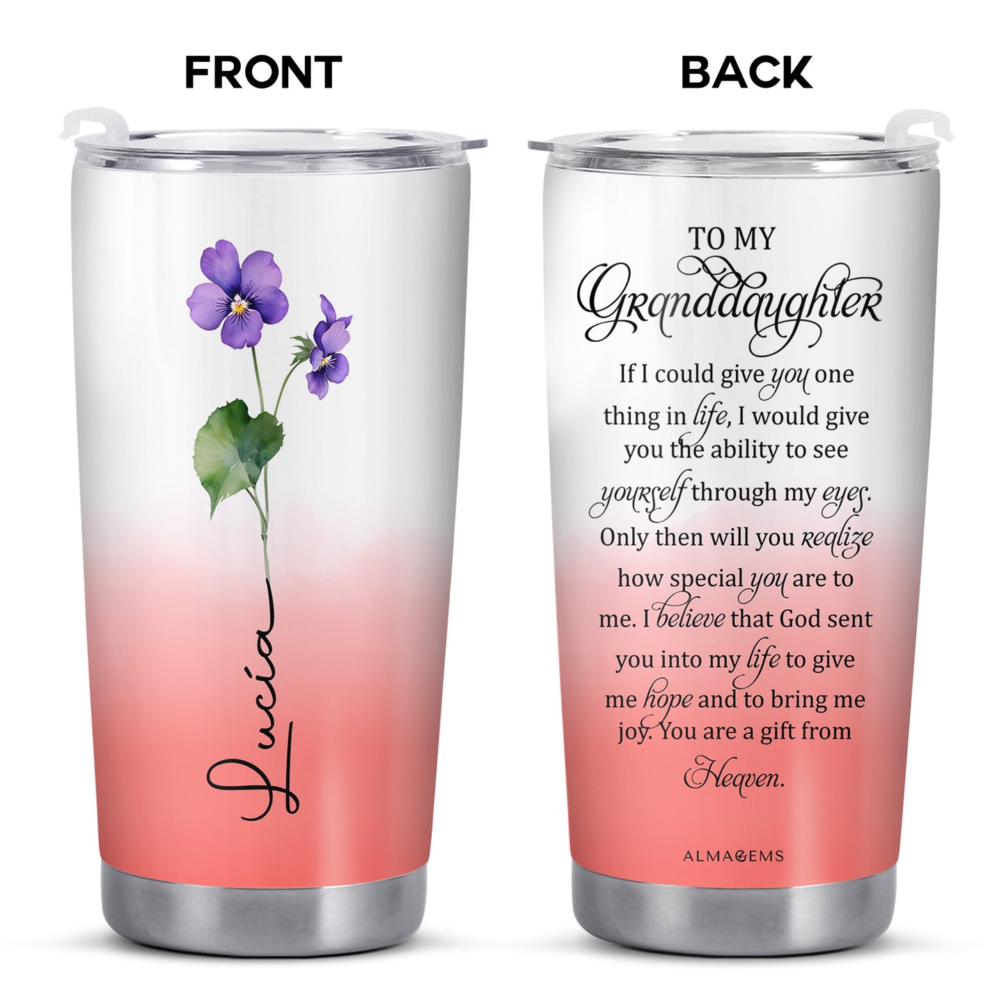 Blooming Memories Violet Flowers Tumbler - Personalized Custom Stainless Steel Tumbler 20oz 30oz - GDT061_TB