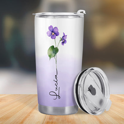 Blooming Memories Violet Flowers Tumbler - Personalized Custom Stainless Steel Tumbler 20oz 30oz - GDT061_TB