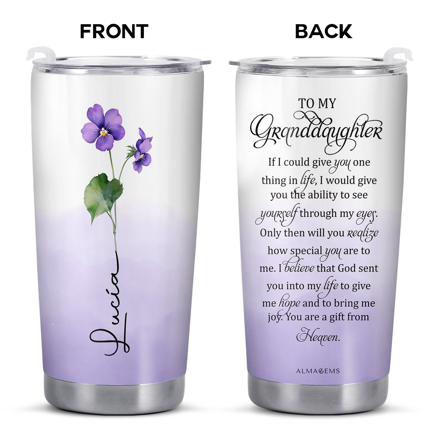 Blooming Memories Violet Flowers Tumbler - Personalized Custom Stainless Steel Tumbler 20oz 30oz - GDT061_TB