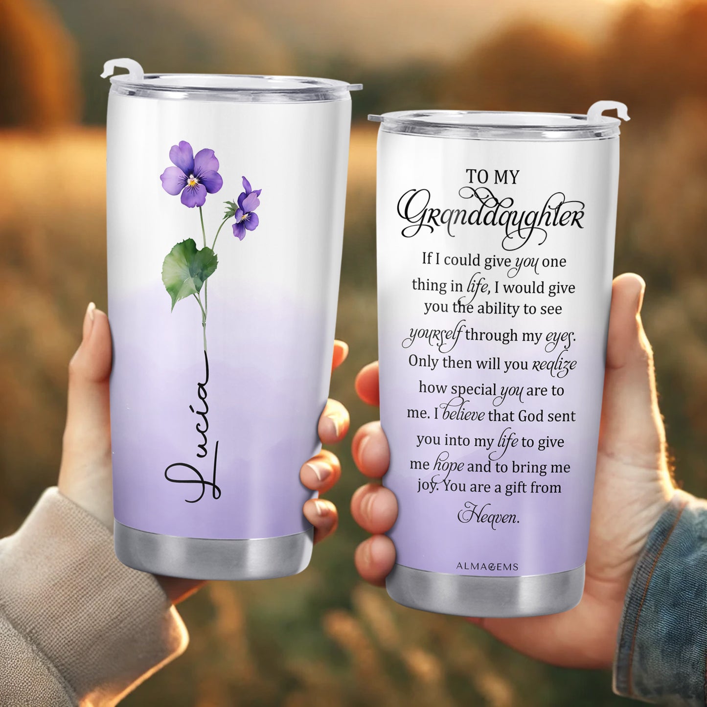 Blooming Memories Violet Flowers Tumbler - Personalized Custom Stainless Steel Tumbler 20oz 30oz - GDT061_TB