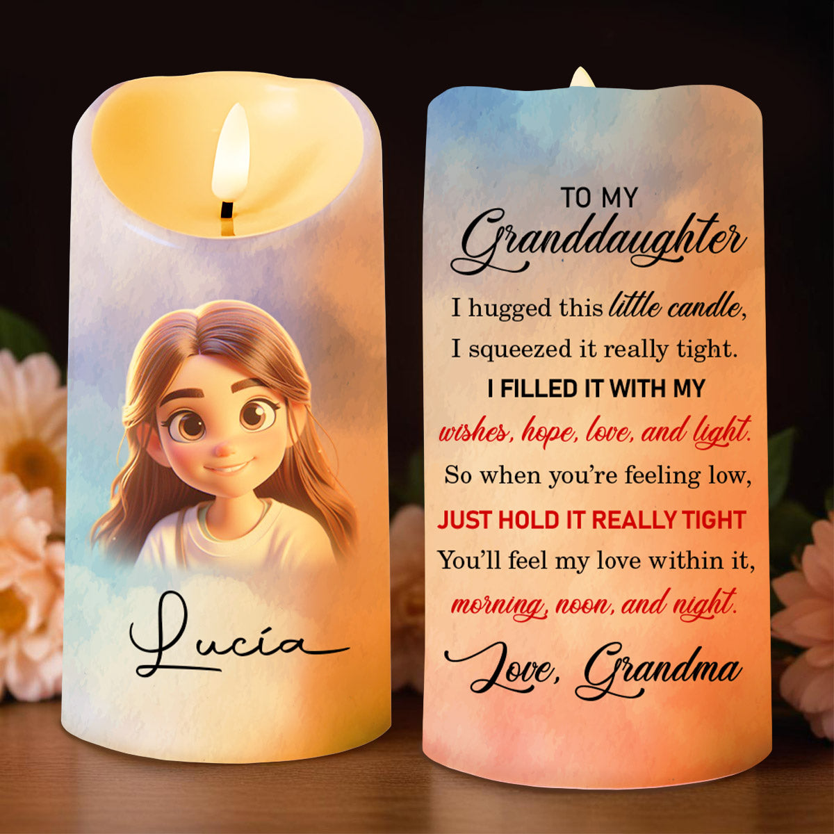 Love and Light Filled Candle With Girl Illustration