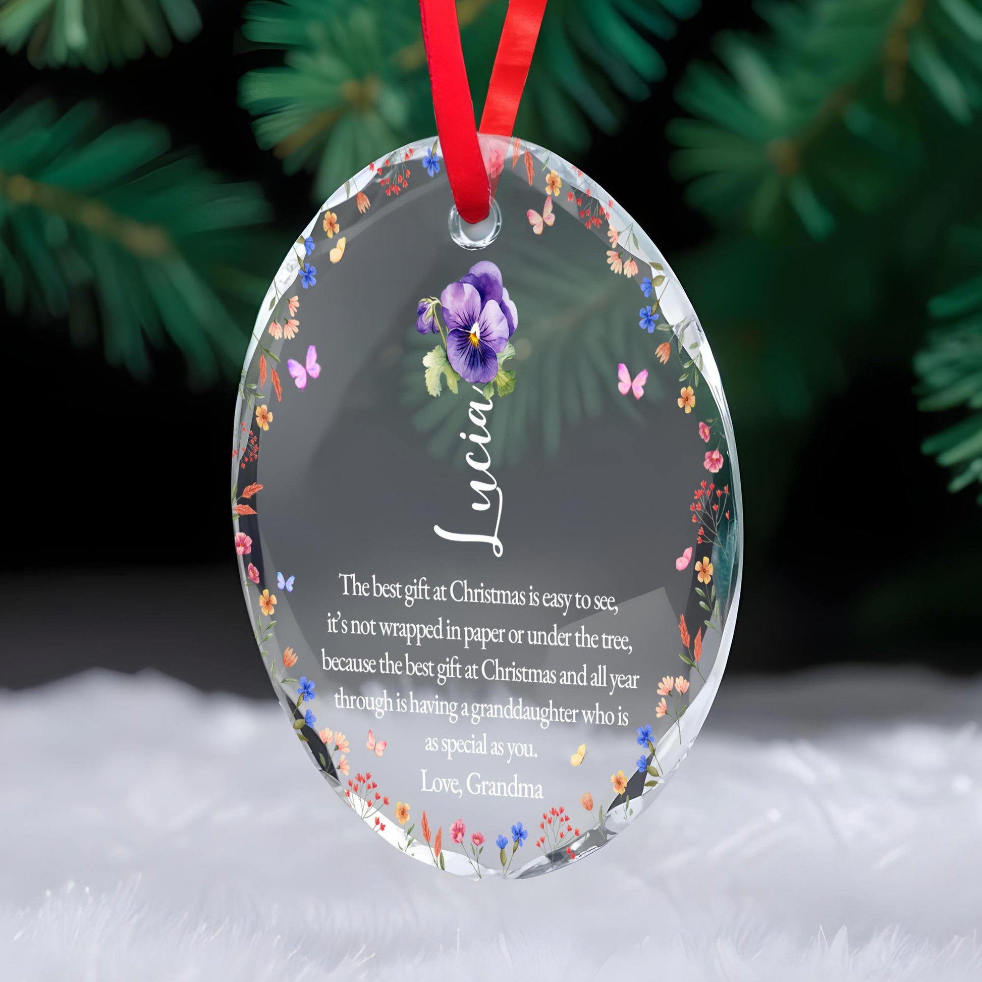 Special Granddaughter Christmas Floral and Butterfly Design