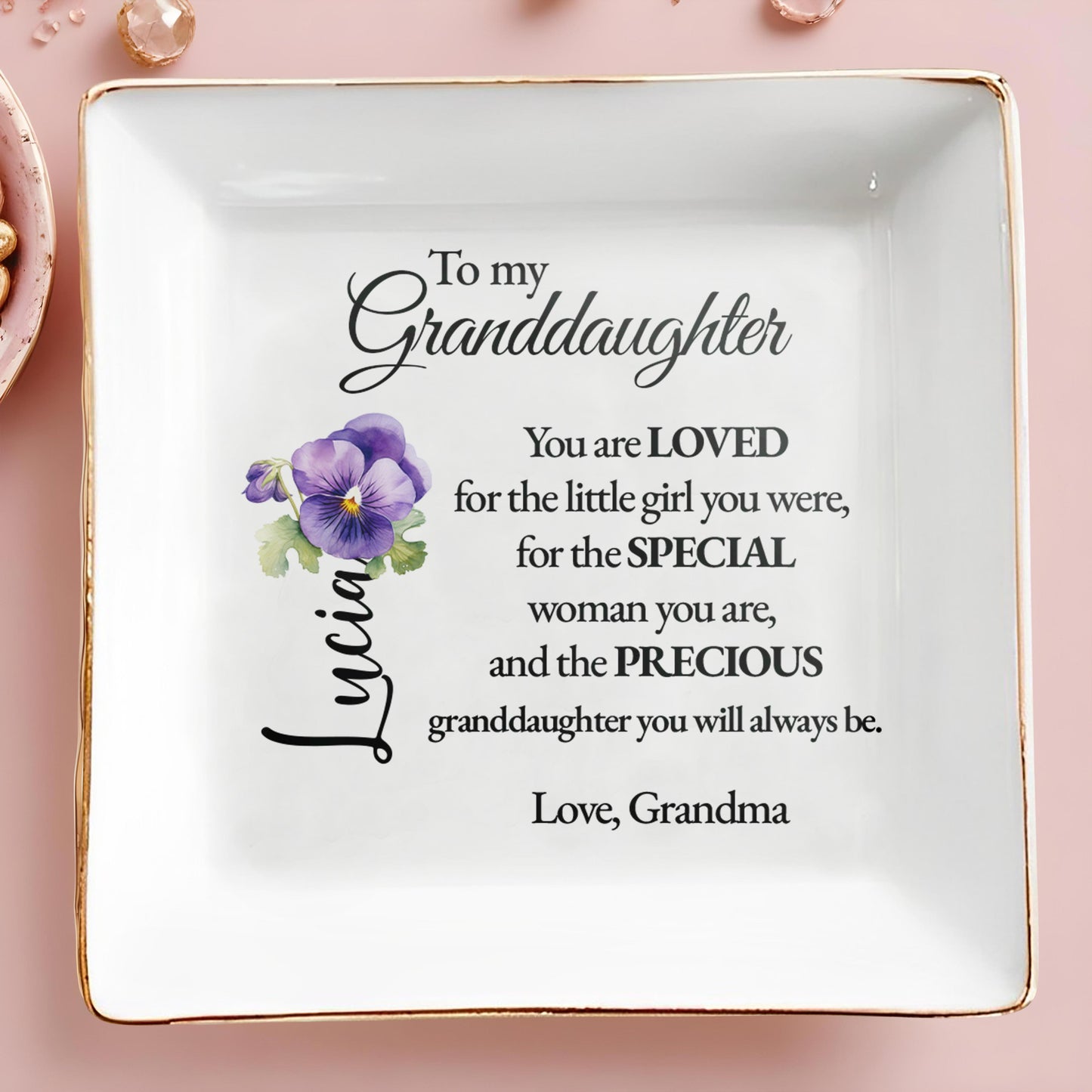 To My Granddaughter Special Love Pansy Flower Design