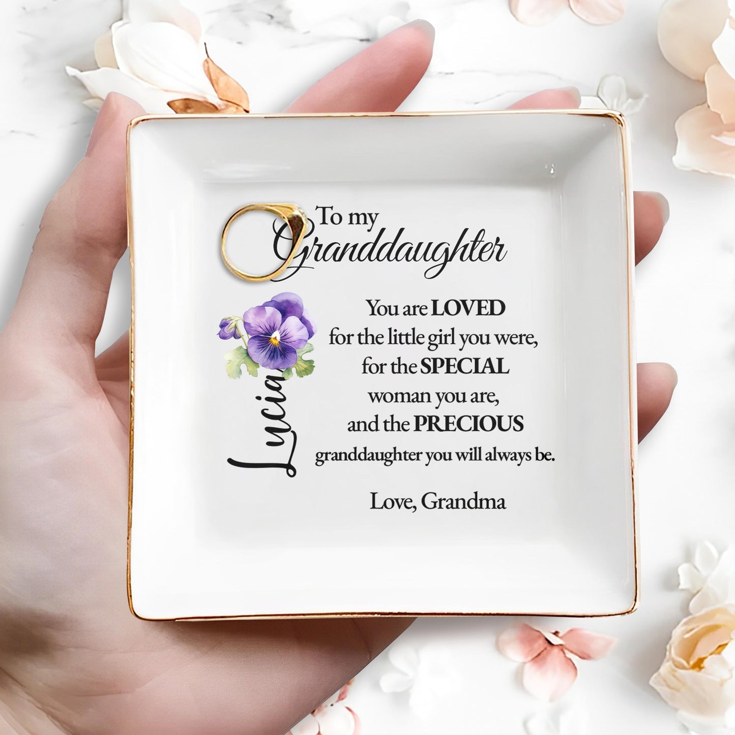 To My Granddaughter Special Love Pansy Flower Design