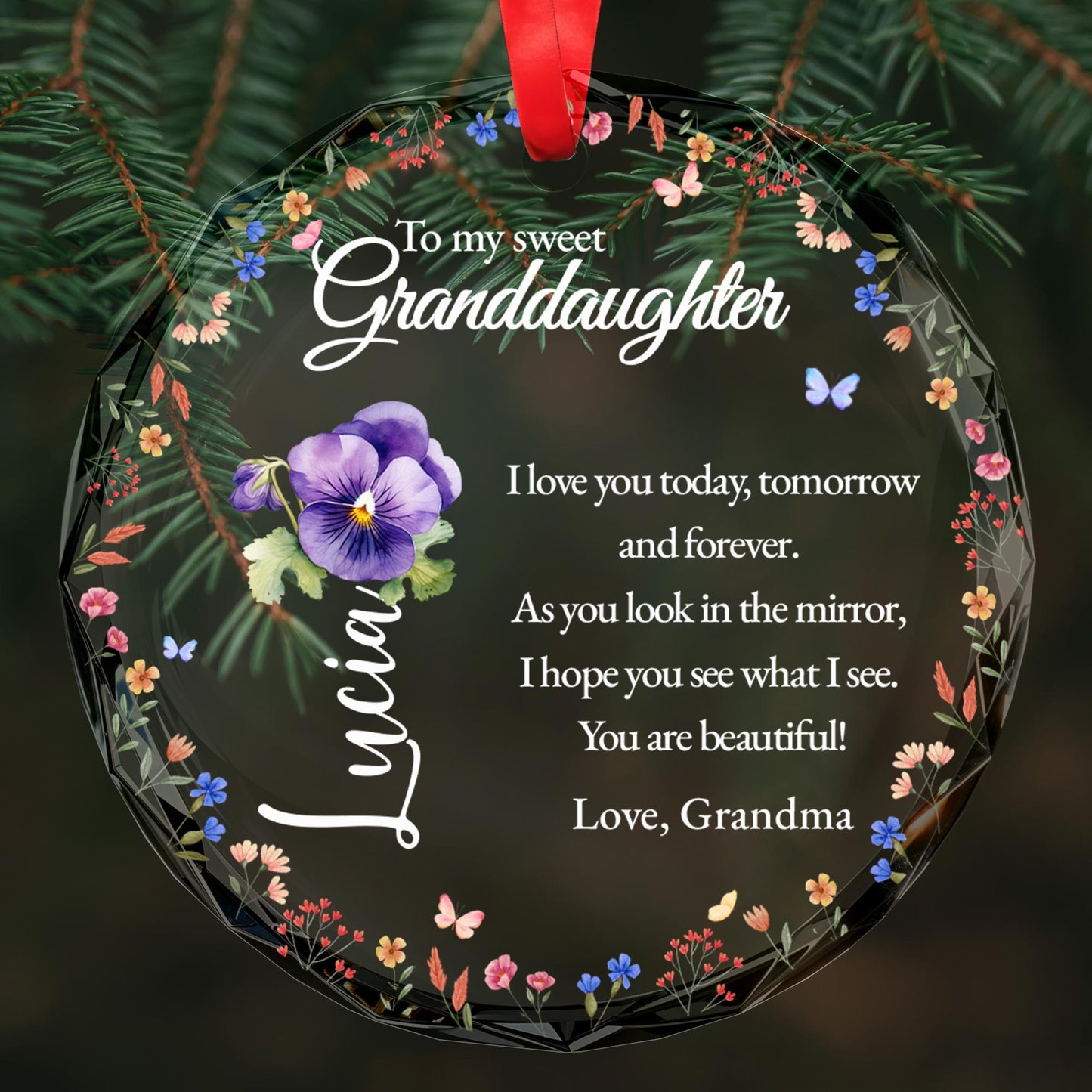 Endless Love And Beauty Personalized Glass Ornament