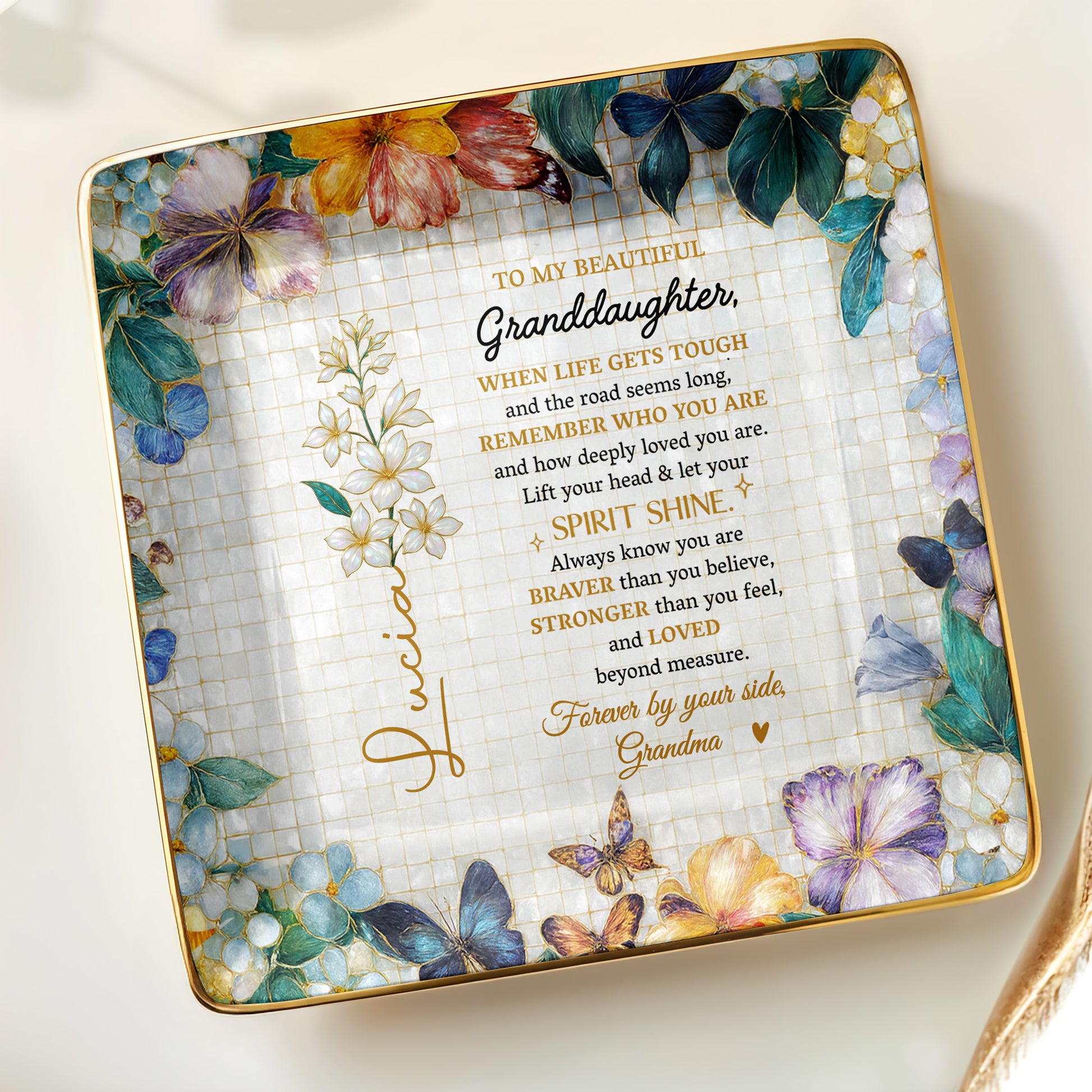 To My Beautiful Granddaughter, Flowers And Butterflies