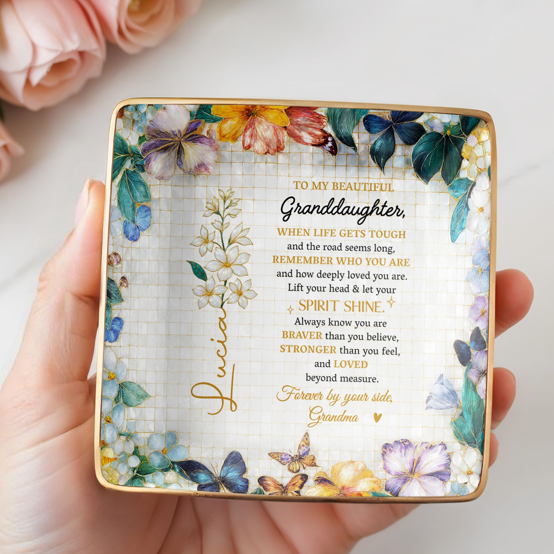 To My Beautiful Granddaughter, Flowers And Butterflies