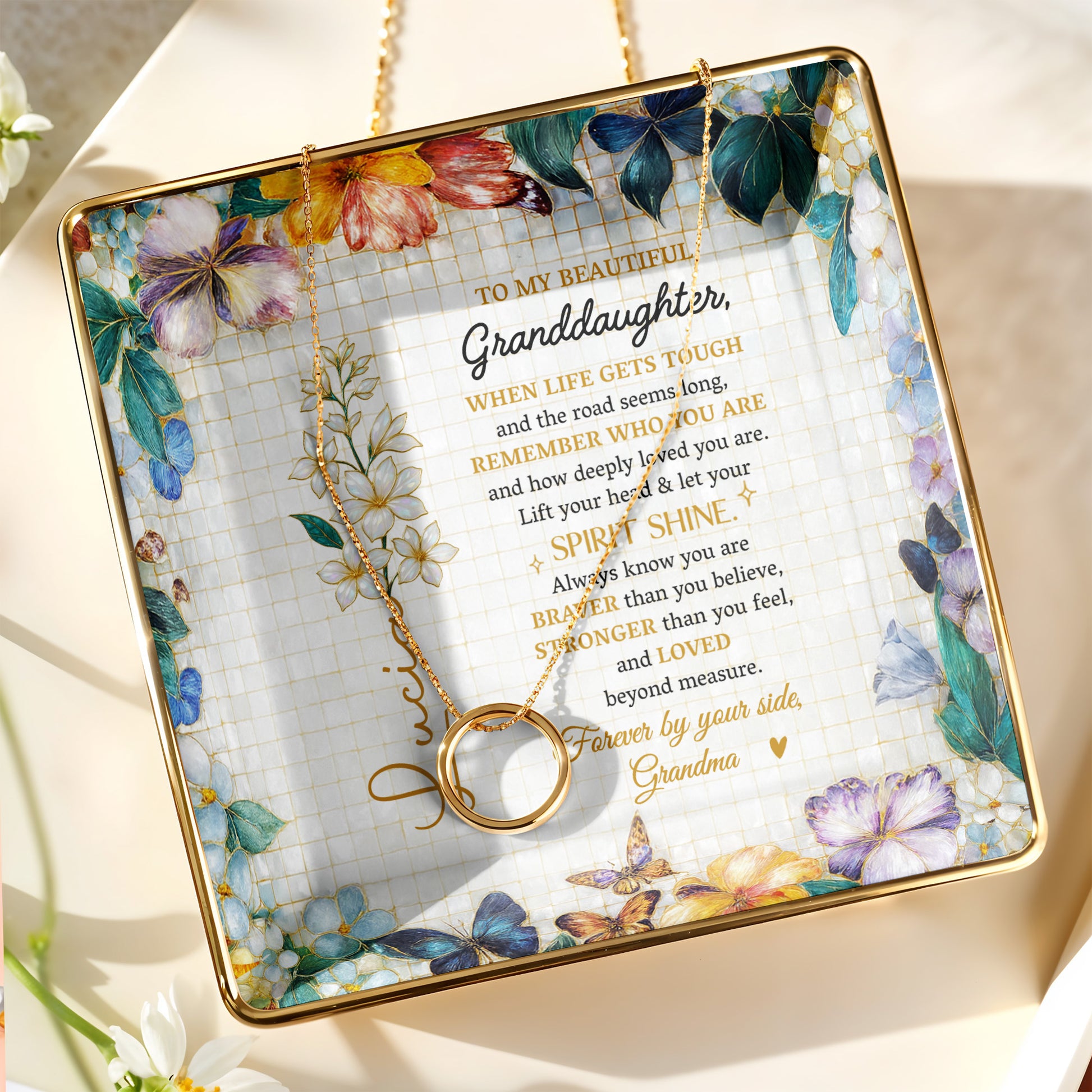 To My Beautiful Granddaughter, Flowers And Butterflies