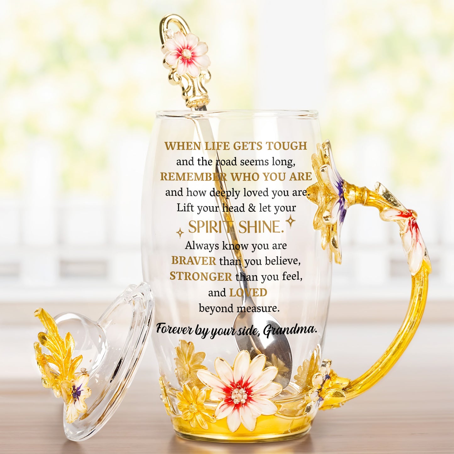 When Life Gets Tough, Remember Who You Are, Flowers and Teacup