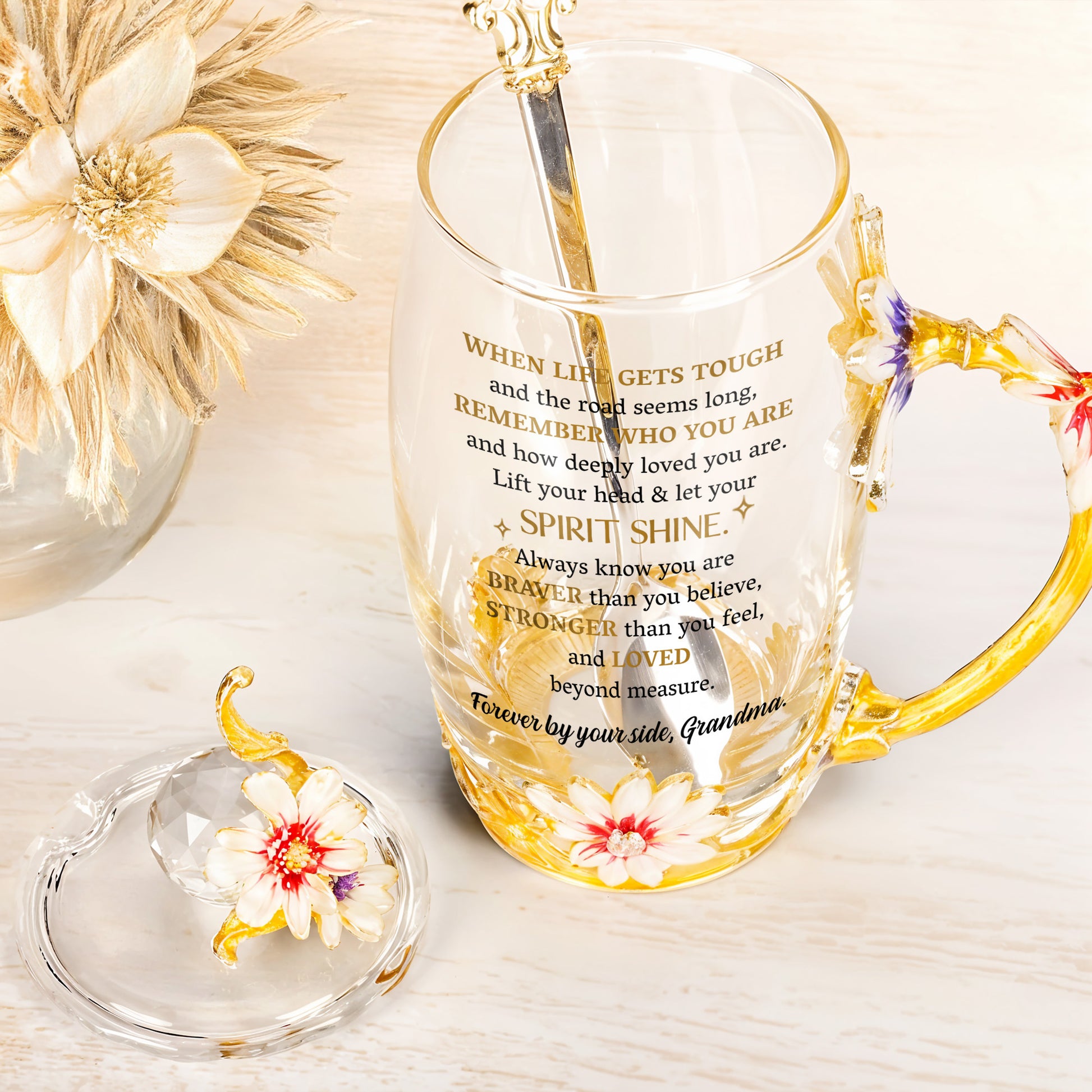 When Life Gets Tough, Remember Who You Are, Flowers and Teacup