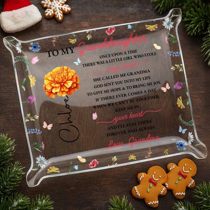 To My Granddaughter, Heart And Flowers Message